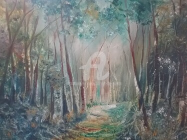 Painting titled "Reves en sous bois" by Hubert De Guyon, Original Artwork, Oil