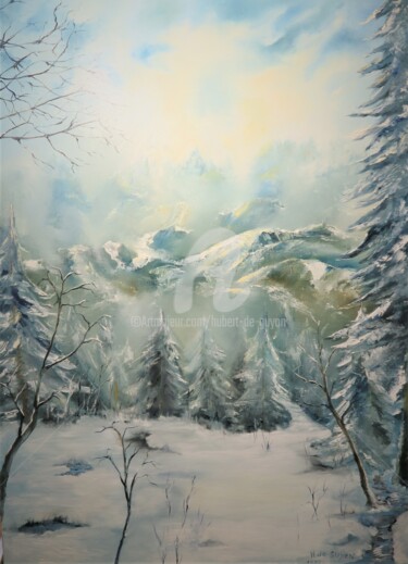 Pintura titulada "douceur de l'hiver" por Hubert De Guyon, Obra de arte original, Oleo