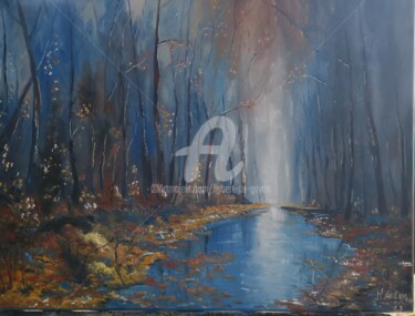 Painting titled "Lueur d'automne" by Hubert De Guyon, Original Artwork, Oil