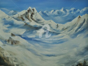 Painting titled "la montagne" by Hubert De Guyon, Original Artwork, Oil