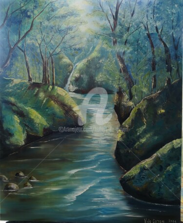 Painting titled "douceur sur l'eau" by Hubert De Guyon, Original Artwork, Oil