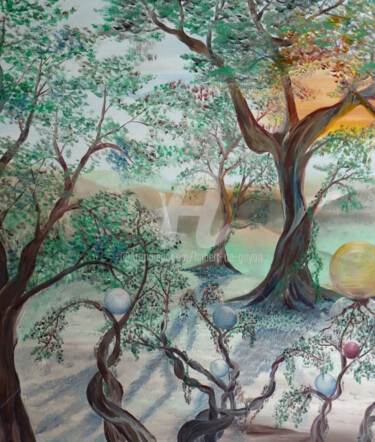 Peinture intitulée "l arbre généalogique" par Hubert De Guyon, Œuvre d'art originale, Huile