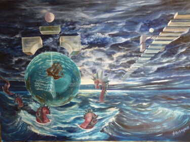 Картина под названием "les mondes" - Hubert De Guyon, Подлинное произведение искусства, Масло