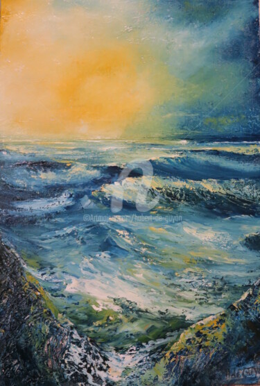 Peinture intitulée "lumiére sur la mer" par Hubert De Guyon, Œuvre d'art originale, Huile