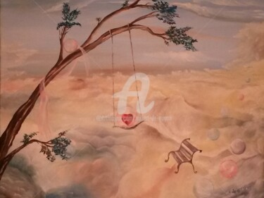 Картина под названием "le jardin de l'amour" - Hubert De Guyon, Подлинное произведение искусства, Масло
