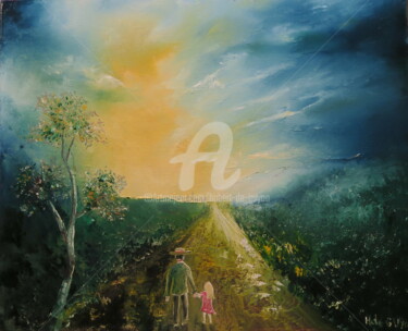 Peinture intitulée "douce promenade" par Hubert De Guyon, Œuvre d'art originale, Huile