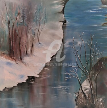 Peinture intitulée "paysage d'hiver" par Hubert De Guyon, Œuvre d'art originale, Huile