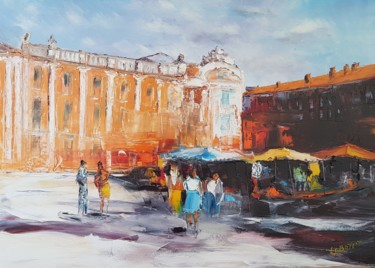 Peinture intitulée "La place du Capitôl…" par Hubert Labatut, Œuvre d'art originale, Huile