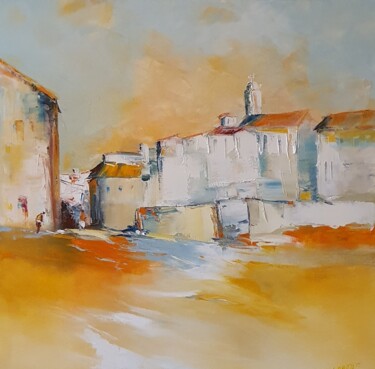 Painting titled "Village du sud" by Hubert Labatut, Original Artwork, Oil