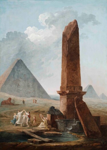 Malerei mit dem Titel "La farandole des mo…" von Hubert Robert, Original-Kunstwerk, Öl