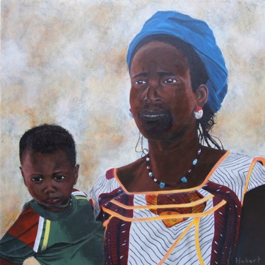Painting titled "Nomad mother" by Hubert Sibella, Original Artwork, Acrylic