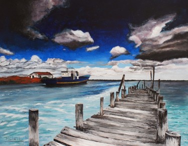 Peinture intitulée "Le ponton" par Hubert Sibella, Œuvre d'art originale, Acrylique