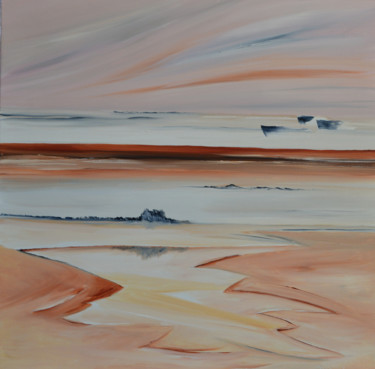 Peinture intitulée "quand-la-mer-se-ret…" par Hubert, Œuvre d'art originale, Huile