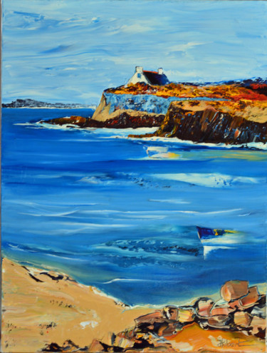 Peinture intitulée "vue-sur-la-mer-46-x…" par Hubert, Œuvre d'art originale, Huile
