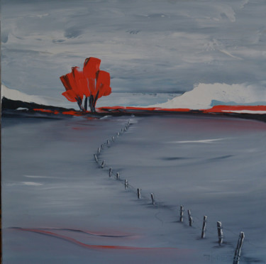Peinture intitulée "arbres-rouges-en-hi…" par Hubert, Œuvre d'art originale