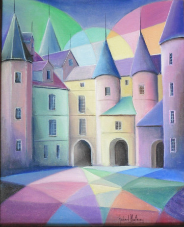 Painting titled "Le Château de L'Har…" by Hubert Mathieu, Original Artwork, Oil