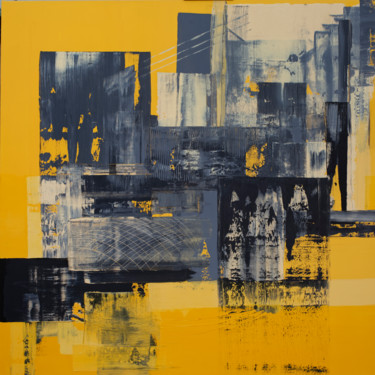Painting titled "Manhattan" by Véronique Huchet, Original Artwork, Acrylic Mounted on Wood Stretcher frame