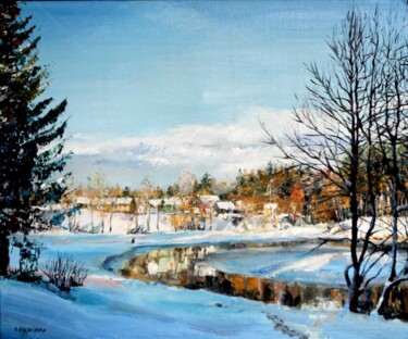 Картина под названием "At lake. March / У…" - Irina Ageeva-Usova, Подлинное произведение искусства, Масло