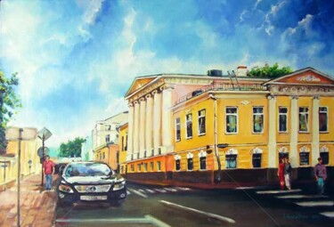 Painting titled "Старинный дом на уг…" by Irina Ageeva-Usova, Original Artwork, Oil