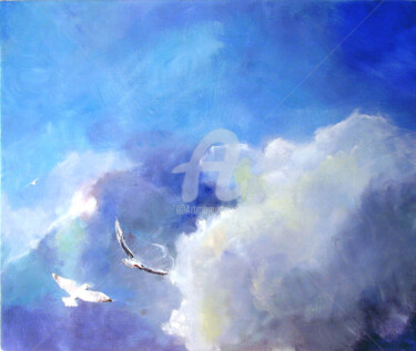 Painting titled "Великолепные облака…" by Irina Ageeva-Usova, Original Artwork, Oil