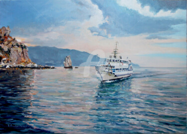 Painting titled "Вечернее море" by Irina Ageeva-Usova, Original Artwork, Oil