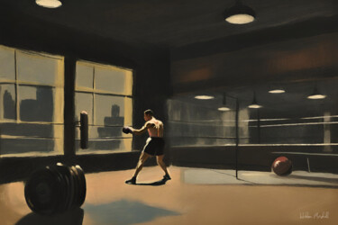 Digitale Kunst getiteld "The Boxing Gym #3" door Hudson Marshall, Origineel Kunstwerk, Digitale afdruk