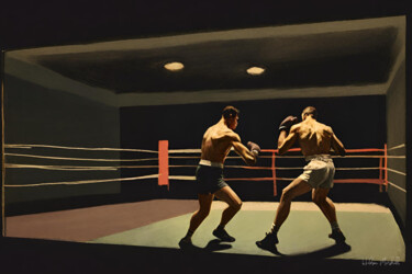 Digitale Kunst mit dem Titel "The Boxing Gym #6" von Hudson Marshall, Original-Kunstwerk, Digitaldruck