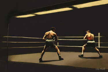 Digitale Kunst getiteld "The Boxing Gym #9" door Hudson Marshall, Origineel Kunstwerk, Digitale afdruk
