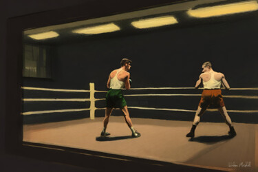 Digitale Kunst getiteld "The Boxing Gym #10" door Hudson Marshall, Origineel Kunstwerk, Digitale afdruk