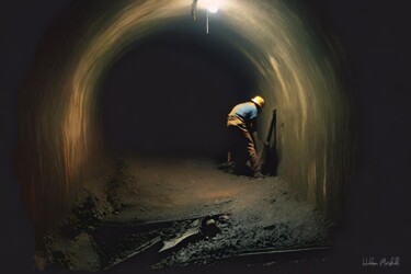 Arte digitale intitolato "Coal Miners #1" da Hudson Marshall, Opera d'arte originale, Stampa digitale