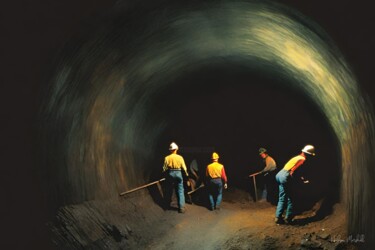 Digital Arts με τίτλο "Coal Miners #4" από Hudson Marshall, Αυθεντικά έργα τέχνης, Ψηφιακή εκτύπωση