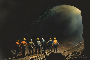 Grafika cyfrowa / sztuka generowana cyfrowo zatytułowany „Coal Miners #5” autorstwa Hudson Marshall, Oryginalna praca, Cyfro…