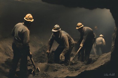 Digitale Kunst mit dem Titel "Coal Miners #7" von Hudson Marshall, Original-Kunstwerk, Digitaldruck