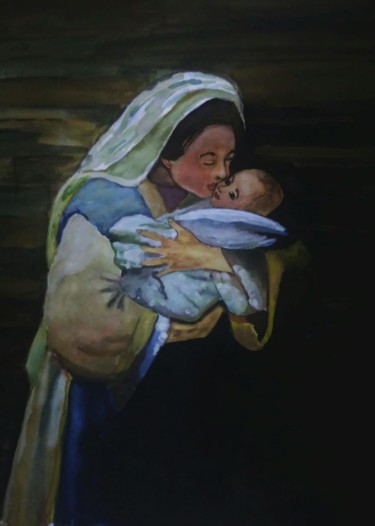 Картина под названием "Mom" - Hülya Taşcı Beşevli, Подлинное произведение искусства, Гуашь