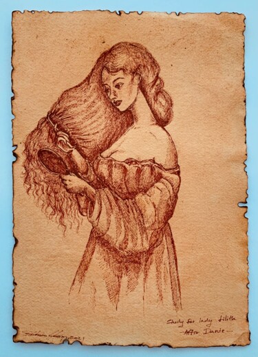 Lady Lilith (After Dante) Drawing titled "Lady Lilith (After…" by Hiranya Mal, Original Art, Ink