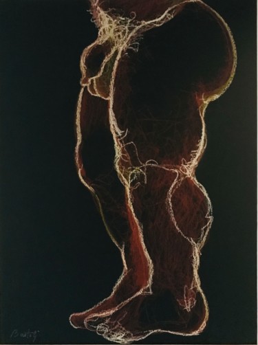 Desenho intitulada "Formes masculines (…" por Hugo Bartoli, Obras de arte originais, Pastel
