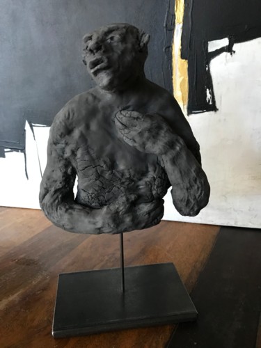 Скульптура под названием "Blessure" - Hugo Bartoli, Подлинное произведение искусства, Терракота