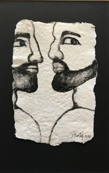 「Duo」というタイトルの描画 Hugo Bartoliによって, オリジナルのアートワーク, インク