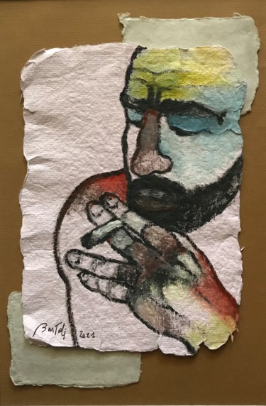 Dibujo titulada "La cigarette après…" por Hugo Bartoli, Obra de arte original, Tinta