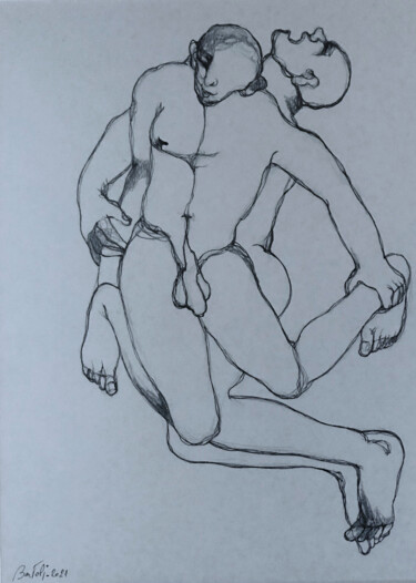 Drawing titled "Amour blessé 1" by Hugo Bartoli, Original Artwork, Ink