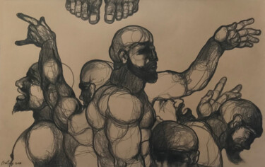 Drawing titled "Le suicidé" by Hugo Bartoli, Original Artwork, Charcoal