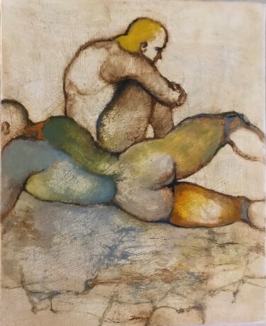 Painting titled "L'homme en quête de…" by Hugo Bartoli, Original Artwork, Oil