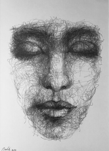 Рисунок под названием "Silence" - Hugo Bartoli, Подлинное произведение искусства, Древесный уголь