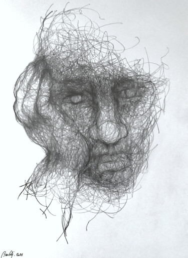 Drawing titled "L'absence" by Hugo Bartoli, Original Artwork, Charcoal