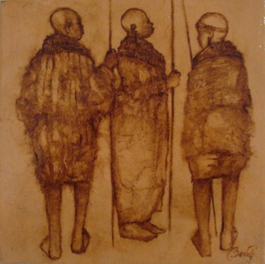 Ζωγραφική με τίτλο "Massai 1" από Hugo Bartoli, Αυθεντικά έργα τέχνης, Λάδι