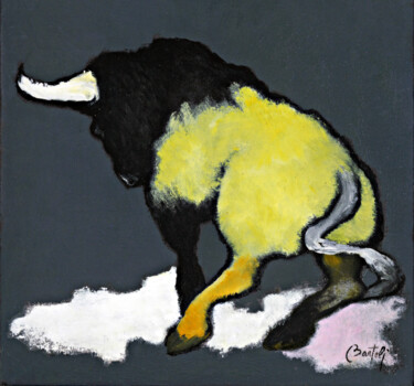 Pintura intitulada "Taureau 1" por Hugo Bartoli, Obras de arte originais, Óleo