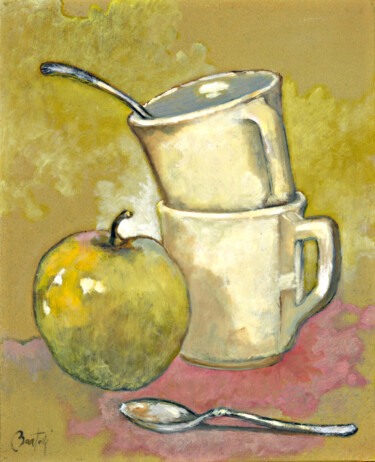Ζωγραφική με τίτλο "Mugs" από Hugo Bartoli, Αυθεντικά έργα τέχνης, Λάδι