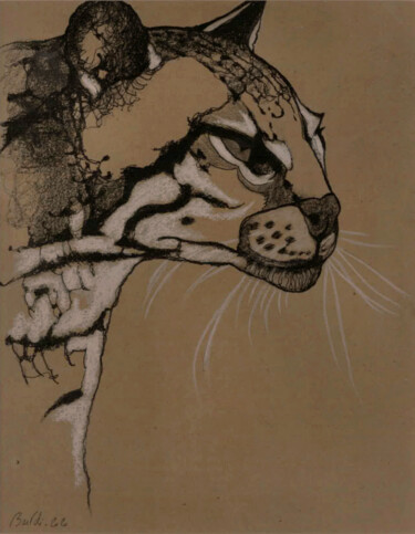 Drawing titled "Ocelot" by Hugo Bartoli, Original Artwork, Acrylic