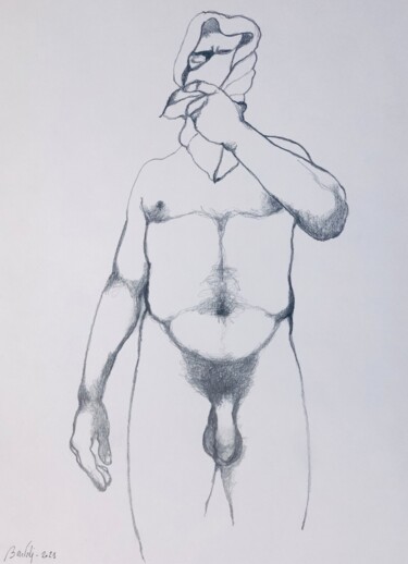 Рисунок под названием "Hidden" - Hugo Bartoli, Подлинное произведение искусства, Древесный уголь