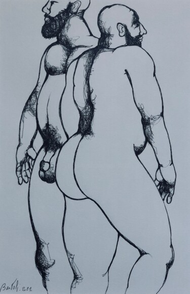 Σχέδιο με τίτλο "Looking for adventu…" από Hugo Bartoli, Αυθεντικά έργα τέχνης, Μελάνι